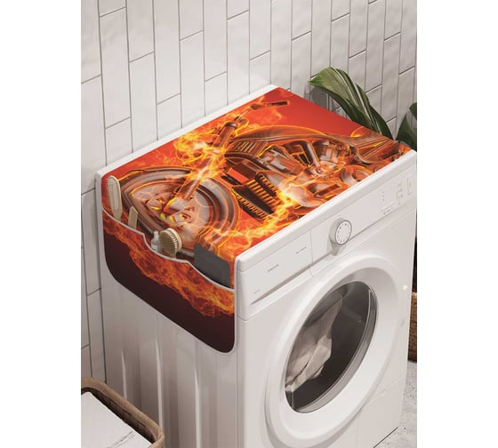 Органайзер для хранения Ambesonne "Огненный мотоцикл" на стиральную машину, 45x120 см, cwm_9926 1