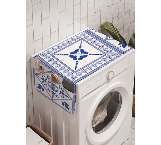 Органайзер для хранения Ambesonne "Геометрические узоры с цветами" на стиральную машину, 45x120 см, cwm_14410 1