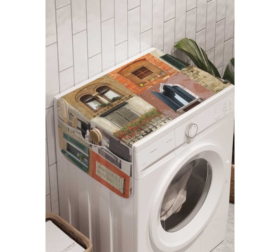 Органайзер для хранения Ambesonne "Окна в разных городах" на стиральную машину, 45x120 см, cwm_6651