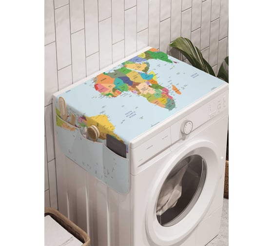 Органайзер для хранения Ambesonne "Цветные континенты" на стиральную машину, 45x120 см, cwm_6999 1