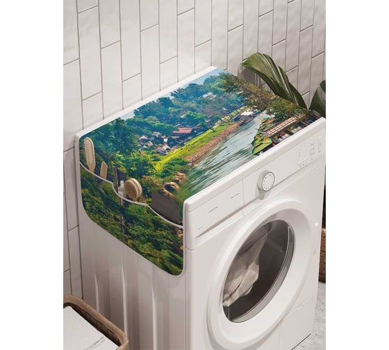 Органайзер для хранения Ambesonne "Приречный поселок" на стиральную машину, 45x120 см, cwm_12163 1