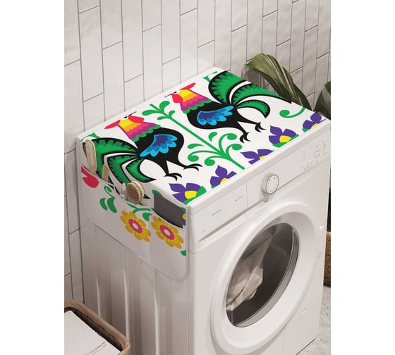Органайзер для хранения Ambesonne "Два петуха" на стиральную машину, 45x120 см, cwm_10756 1