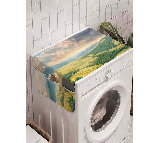 Органайзер для хранения Ambesonne "Холмистая деревня" на стиральную машину, 45x120 см, cwm_15108