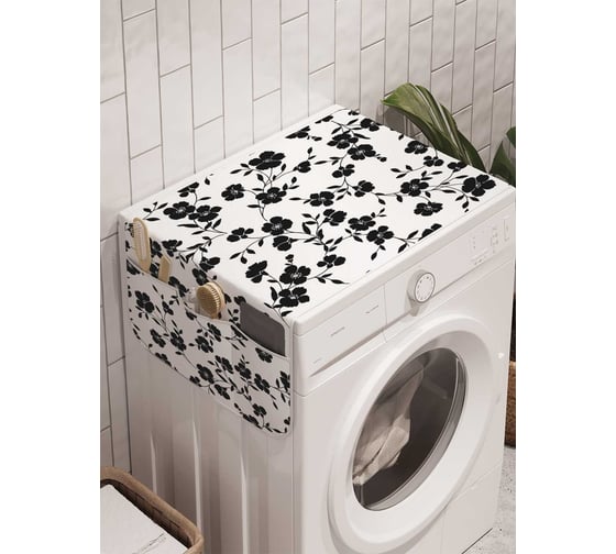 Органайзер для хранения Ambesonne "Черные цветы" на стиральную машину, 45x120 см, cwm_12335 1