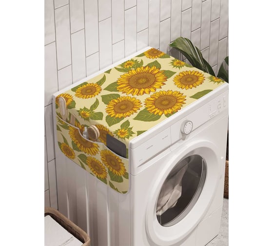 Органайзер для хранения Ambesonne "Узоры с подсолнухами" на стиральную машину, 45x120 см, cwm_14824 1