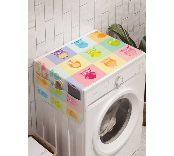 Органайзер для хранения Ambesonne "Совиный коллаж" на стиральную машину, 45x120 см, cwm_18475 1