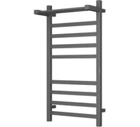 Полотенцесушитель электрический профильный с полкой Bauedge BAU Hotel Shelf Gun Grey 50x100, 8 планок, универсальный, темно-серый металлик DB-0087