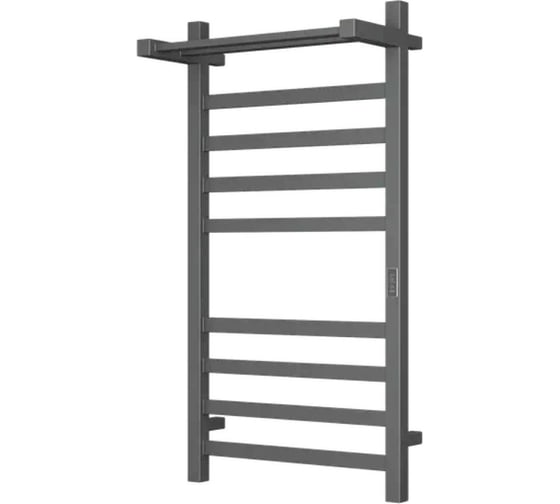 Полотенцесушитель электрический профильный с полкой Bauedge BAU Hotel Shelf Gun Grey 50x100, 8 планок, универсальный, темно-серый металлик DB-0087