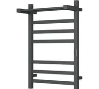 Полотенцесушитель электрический профильный с полкой Bauedge BAU Hotel Shelf Gun Grey 50x80, 6 планок, универсальный, темно-серый металлик DB-0088
