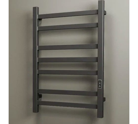 Полотенцесушитель электрический профильный Bauedge BAU Hotel Gun Grey 50x80, 7 планок, универсальный, темно-серый металлик DB-0090