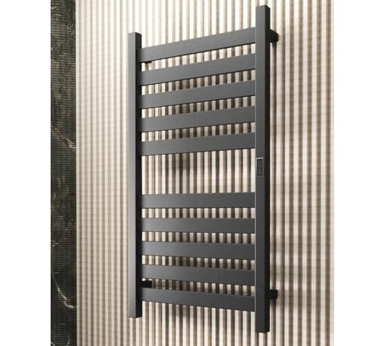 Полотенцесушитель дизайнерский электрический Bauedge профильный BAU Elite Gun Grey 50x100, 10 планок, универсальный, темно-серый металлик DB-0098