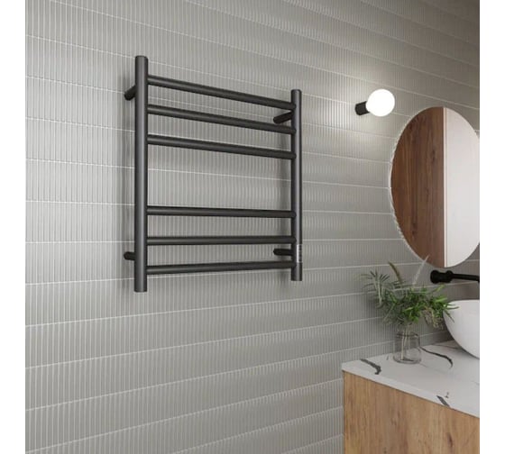 Полотенцесушитель электрический Bauedge BAU Stil Gun Grey 50x60, 6 планок, универсальный, темно-серый металлик DB-0097