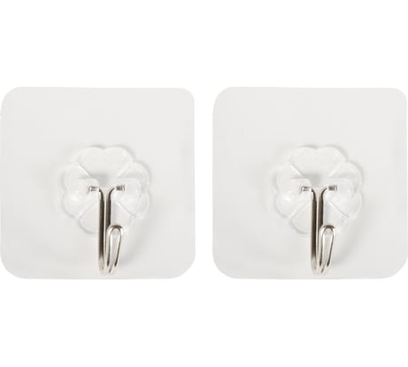 Настенный крючок Аквалиния Прозрачный квадрат, комплект 2 шт. 1610