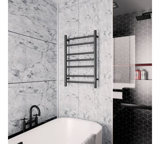 Полотенцесушитель электрический Bauedge BAU Stil Gun Grey 50x80, 7 планок, универсальный, темно-серый металлик DB-0094