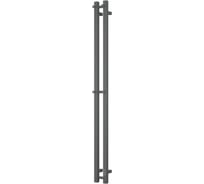 Полотенцесушитель дизайнерский электрический Bauedge профильный BAU Stella Square Gun Grey 8x160, 2 коллектора, 2 крючка, темно-серый металлик DB-0106
