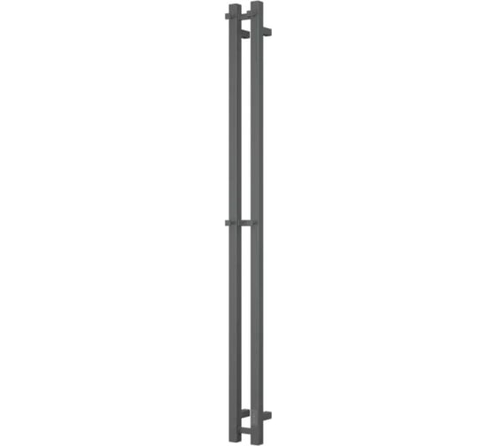 Полотенцесушитель дизайнерский электрический Bauedge профильный BAU Stella Square Gun Grey 8x160, 2 коллектора, 2 крючка, темно-серый металлик DB-0106 1