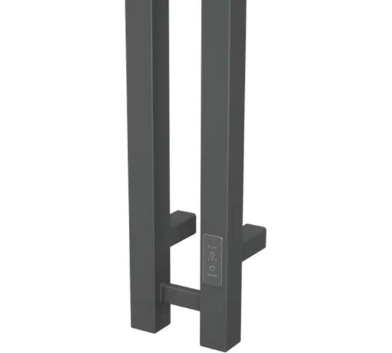Полотенцесушитель дизайнерский электрический Bauedge профильный BAU Stella Square Gun Grey 8x160, 2 коллектора, 2 крючка, темно-серый металлик DB-0106
