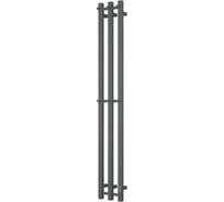 Полотенцесушитель дизайнерский электрический Bauedge профильный BAU Stella Square Gun Grey 12x160, 3 коллектора, 2 крючка, темно-серый металлик DB-0105