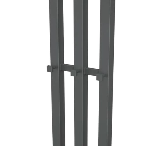 Полотенцесушитель дизайнерский электрический Bauedge профильный BAU Stella Square Gun Grey 12x160, 3 коллектора, 2 крючка, темно-серый металлик DB-0105