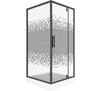 Душевой уголок квадратный с распашной дверью Bauedge BAU Stil с поддоном, 90x90x200, стекло с черным рисунком 6 мм, черный матовый профиль SB0032B