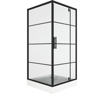 Душевой уголок квадратный с распашной дверью Bauedge BAU Stil square 90х90х200, с поддоном 12.5 см, черные профили, с сифоном SB0018B