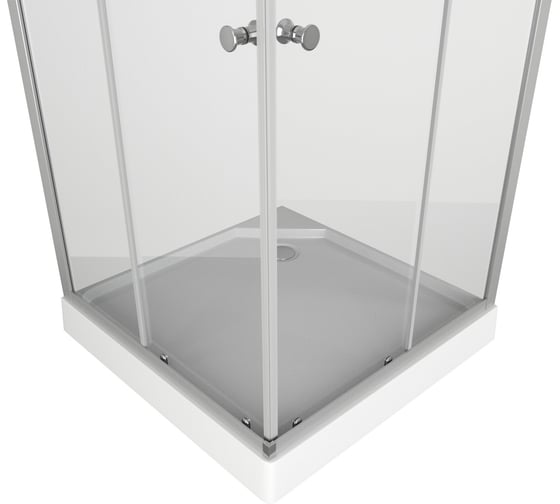 Душевой уголок квадратный Bauedge BAU Stil eco с поддоном, 90x90x195, прозрачное закаленное стекло, профиль матовый алюминий SB0040E
