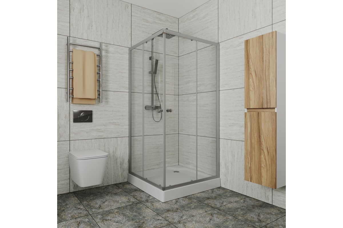 Душевой уголок квадратный Bauedge BAU Stil eco с поддоном, 100x100x195 ...