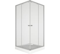 Душевой уголок квадратный Bauedge BAU Stil eco с поддоном, 100x100x195, прозрачное закаленное стекло, профиль матовый алюминий SB0041E