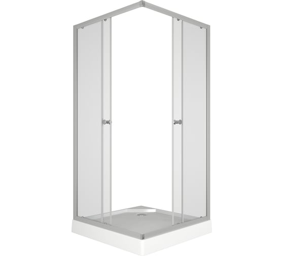 Душевой уголок квадратный Bauedge BAU Stil eco с поддоном, 100x100x195, прозрачное закаленное стекло, профиль матовый алюминий SB0041E
