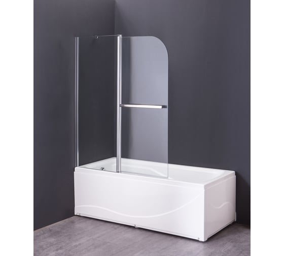 Шторка на ванну Bauedge BAU Dream поворотная, 140x120, прозрачное закаленное стекло 6 мм, с хромированной ручкой, хромированный профиль SB0033