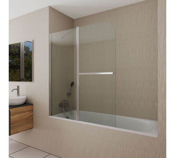 Шторка на ванну Bauedge BAU Dream поворотная, 140x120, прозрачное закаленное стекло 6 мм, с хромированной ручкой, хромированный профиль SB0033