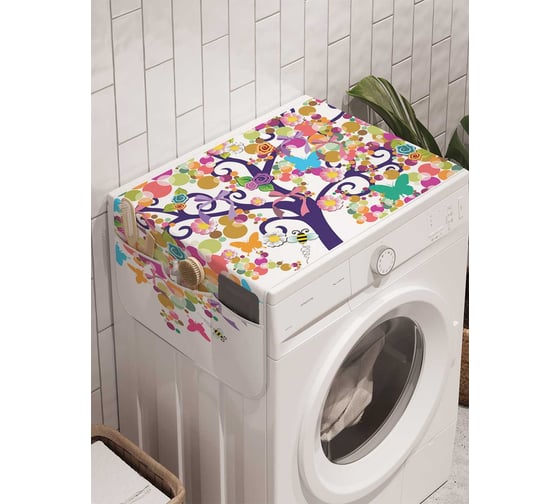 Органайзер для хранения Ambesonne "Дерево и бабочки" на стиральную машину, 45x120 см, cwm_4909