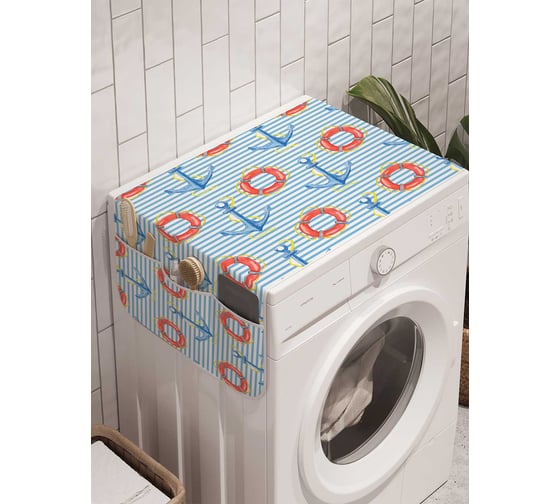 Органайзер для хранения Ambesonne "Круги с якорями" на стиральную машину, 45x120 см, cwm_19732 1