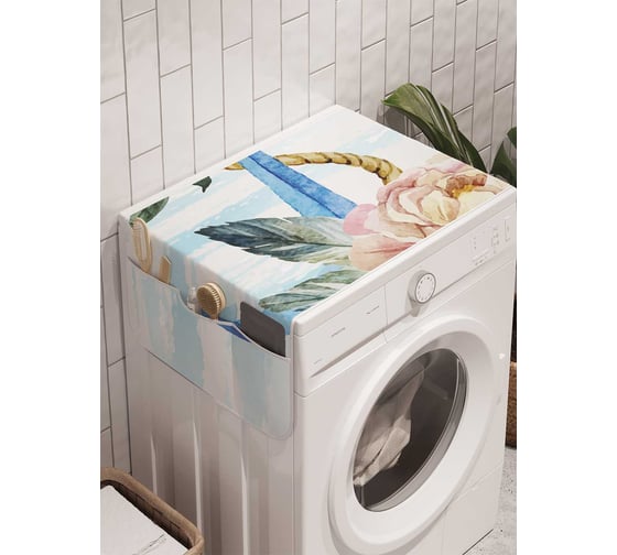 Органайзер для хранения Ambesonne "Облачный якорь с цветами" на стиральную машину, 45x120 см, cwm_7083
