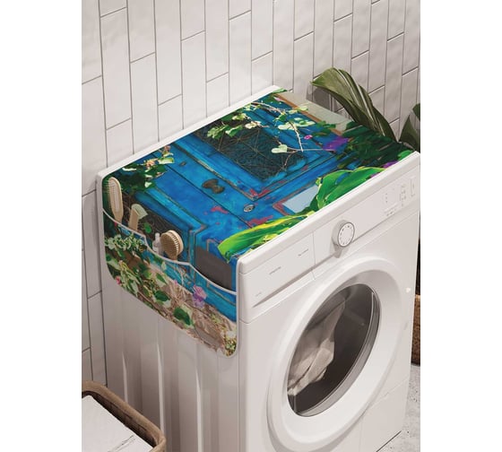 Органайзер для хранения Ambesonne "Цветочный двор" на стиральную машину, 45x120 см, cwm_19719 1
