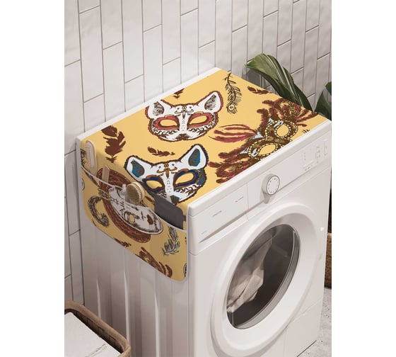 Органайзер для хранения Ambesonne "Этнические маски" на стиральную машину, 45x120 см, cwm_9459 1