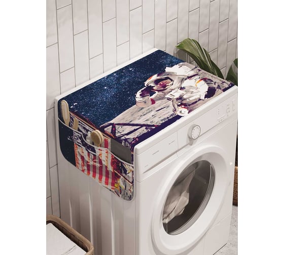 Органайзер для хранения Ambesonne "Космонавт с флагом" на стиральную машину, 45x120 см, cwm_19940 1