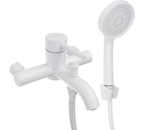 Смеситель для ванны с душем СоюзКран короткий излив, картридж 35 мм, нерж. сталь, белый SS09-M132 567-089