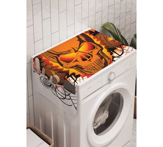 Органайзер для хранения Ambesonne "Пламенный череп на паутине" на стиральную машину, 45x120 см, cwm_19417 1