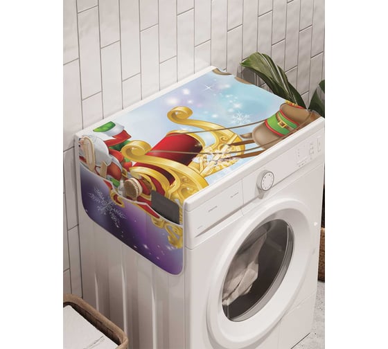 Органайзер для хранения Ambesonne "Санта и веселый олень" на стиральную машину, 45x120 см, cwm_6767 1