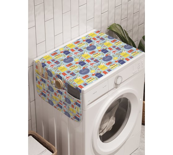 Органайзер для хранения Ambesonne "Праздичные этикетки" на стиральную машину, 45x120 см, cwm_290626