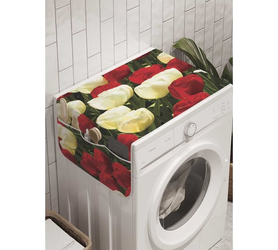 Органайзер для хранения Ambesonne "Красочные тюльпаны" на стиральную машину, 45x120 см, cwm_10332 1