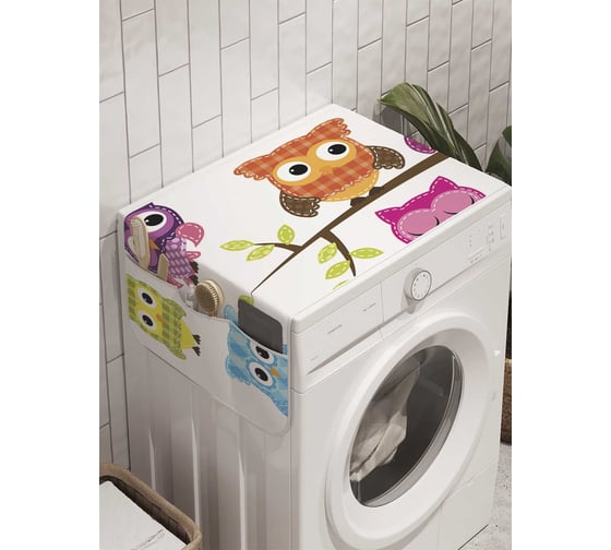Органайзер для хранения Ambesonne "Сонные совы" на стиральную машину, 45x120 см, cwm_10818