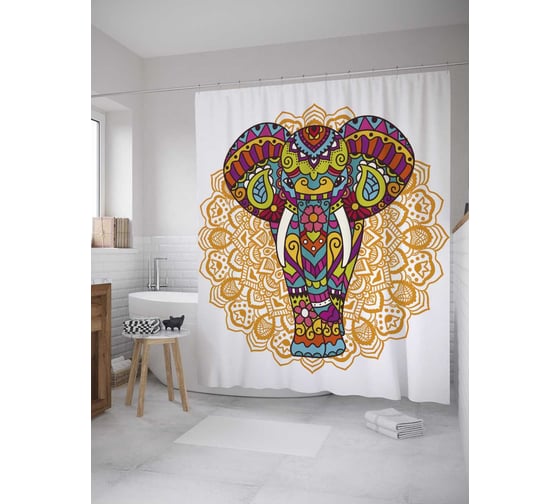 Штора (занавеска) для ванной JoyArty из сатена, 180х200 см с крючками sc_35370