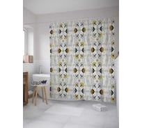 Штора (занавеска) для ванной JoyArty "Веерные цветы" из сатена, 180х200 см с крючками, sc_34707