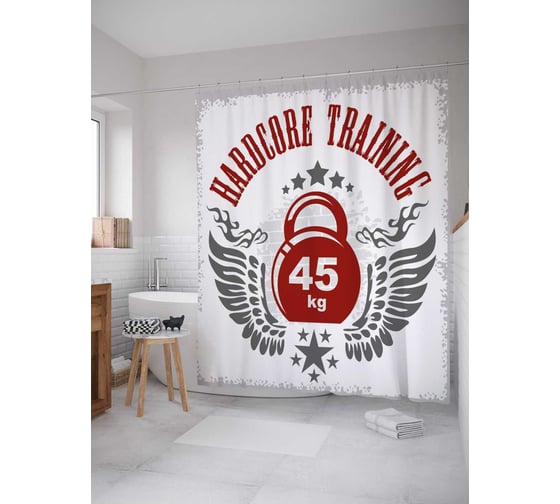 Штора (занавеска) для ванной JoyArty из сатена, 180х200 см с крючками sc_36975 1