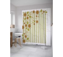 Штора (занавеска) для ванной JoyArty "Угловое цветение" из сатена, 180х200 см с крючками, sc_32114