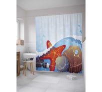 Штора (занавеска) для ванной JoyArty из сатена, 180х200 см с крючками sc_35895