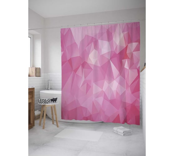 Штора (занавеска) для ванной JoyArty из сатена, 180х200 см с крючками sc_35531 1