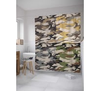 Штора (занавеска) для ванной JoyArty "Камуфляж" из сатена, 180х200 см с крючками, sc_34621